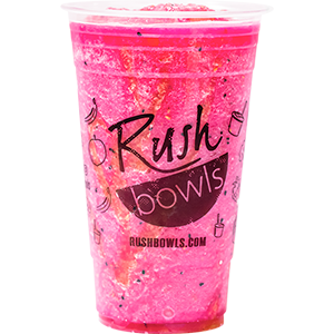 Dark magenta smoothie flavored with strawberry, pitaya, peach, honey and much more. 